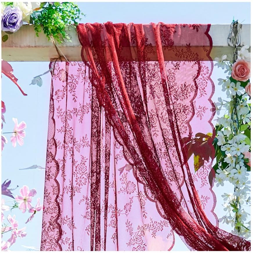Valances 1 Piece 100 x 300 cm Wedding Curtain Wedding Arch Pelmet Lace Curtains Jacquard Curtains Tulle Curtains Background Curtain Wedding Arch Curtain for Party Wedding