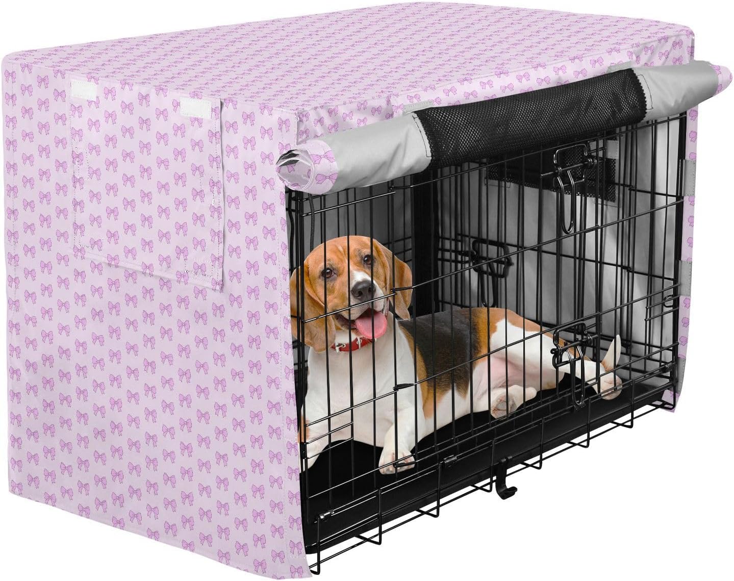 Hot Pink Bowties Dog Crates Covers Privacy Wire Cage Cover Roller Shades 48 Inch