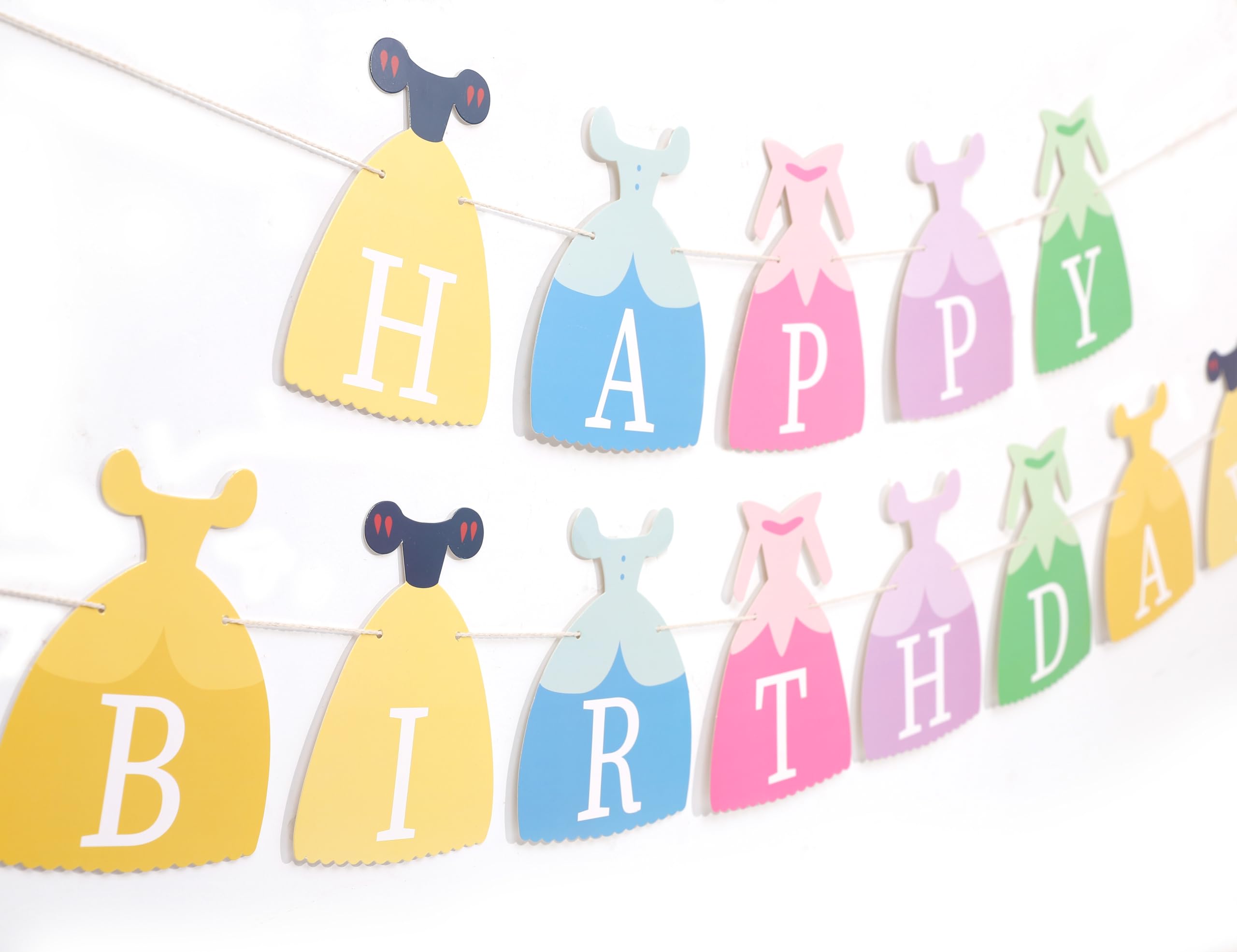 Photo 1 of Princess Dress Happy Birthday Banner - Princess Birthday Party Decorations,Gril First/1st Party Bunting,Photo Prop Banner (Princess-1)