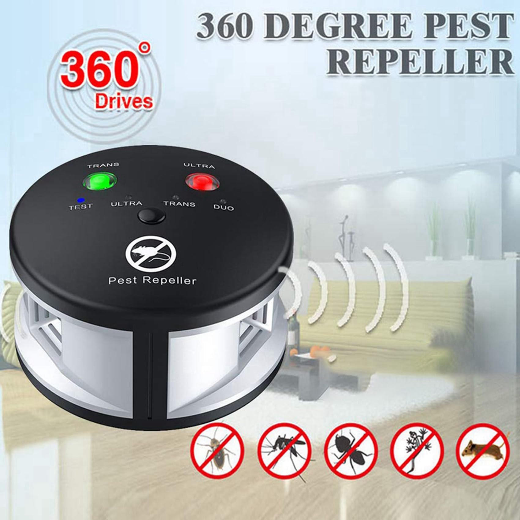 6X Reple Rodent Repeller, Repeller Ultrasonic Repeller, Pressure Wave, Indoor per Topi, Ratti, Spina Europea Un 360 Gradi EU Plug