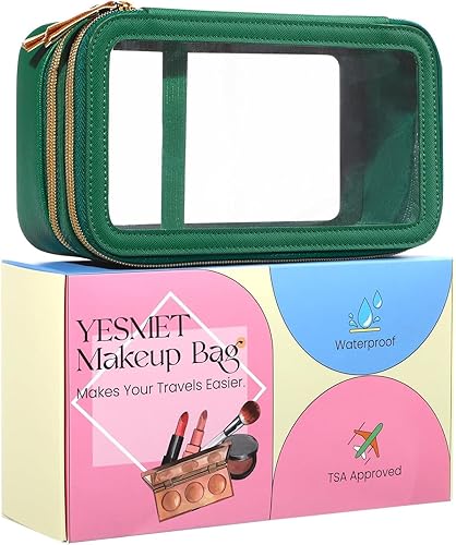 Miniatura 7 de YESMET Small Makeup Bag, Clear Mini Makeup Bag for Purse, Cute Preppy Cosmetic Bag with Zipper, Nylon & PVC Waterproof Travel Toiletry Bag Organizer