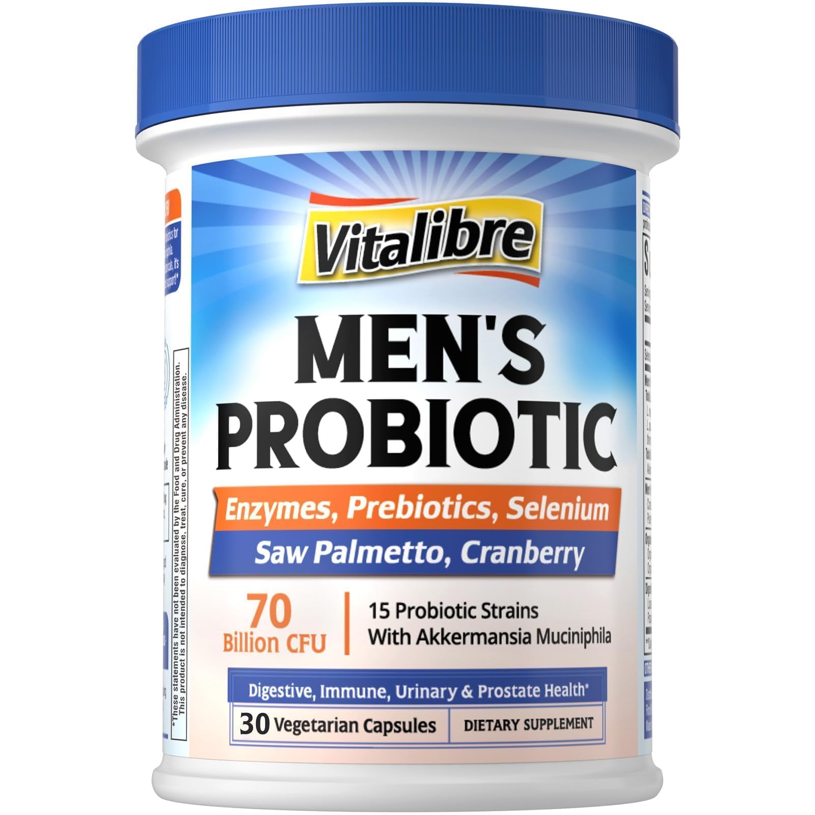 Probiotics for Men with Akkermansia Muciniphila, Prebiotics, Selenium 30 Count (Pack of 1)