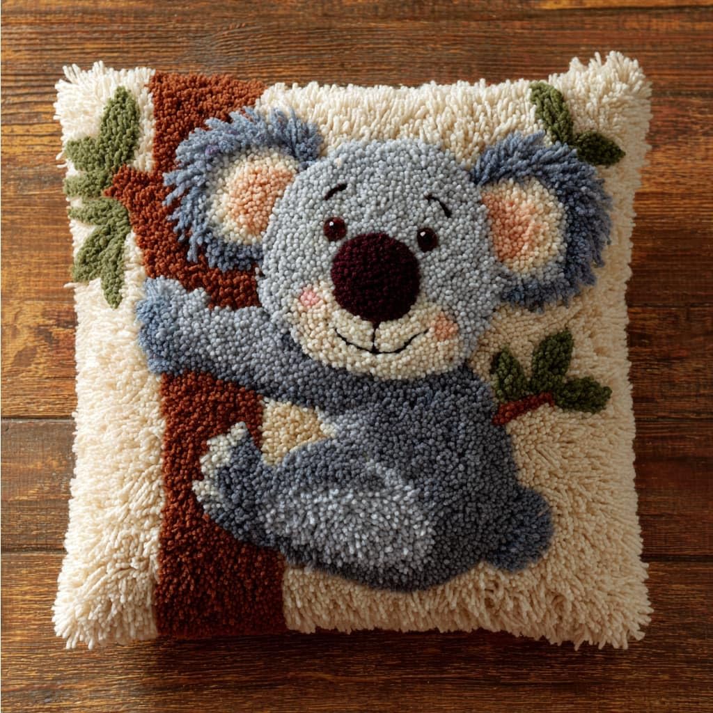 kitphoenix Latch Hook Kit Pillow Case Koala 43Cmx43Cm