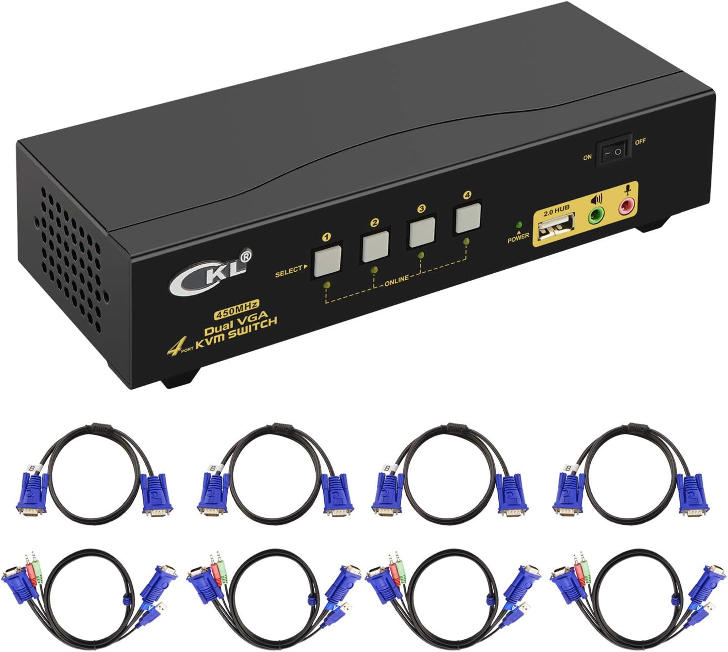 CKL VGA KVM Switch 4 Port Dual Monitor Extended Display (CKL-844UA)