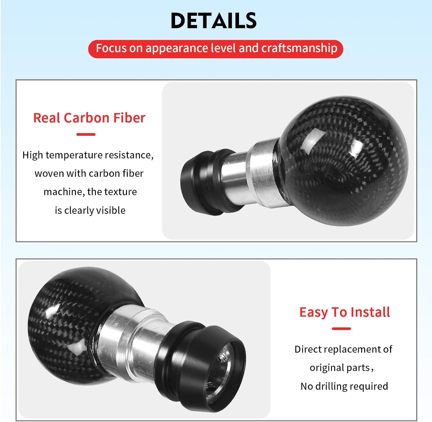 Compatible with Carbon Fiber Gear Shift Knob Head Cover Automotive Shift Lever Modified Decoration for BMW Mini F56 F57 R56 (Black)