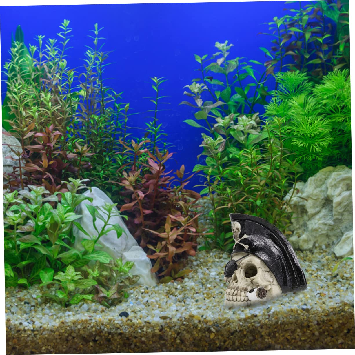 Ornamento in Resina A Forma di Teschio Pirata per Acquario Decorazione per Halloween Pirata