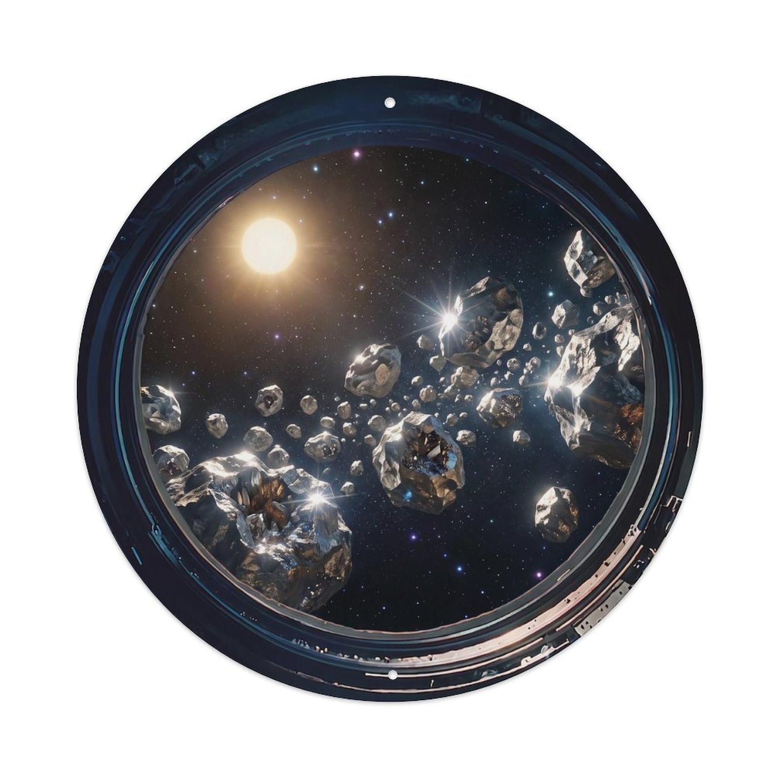 Metallic Asteroid Cluster View Metal Tin Sign