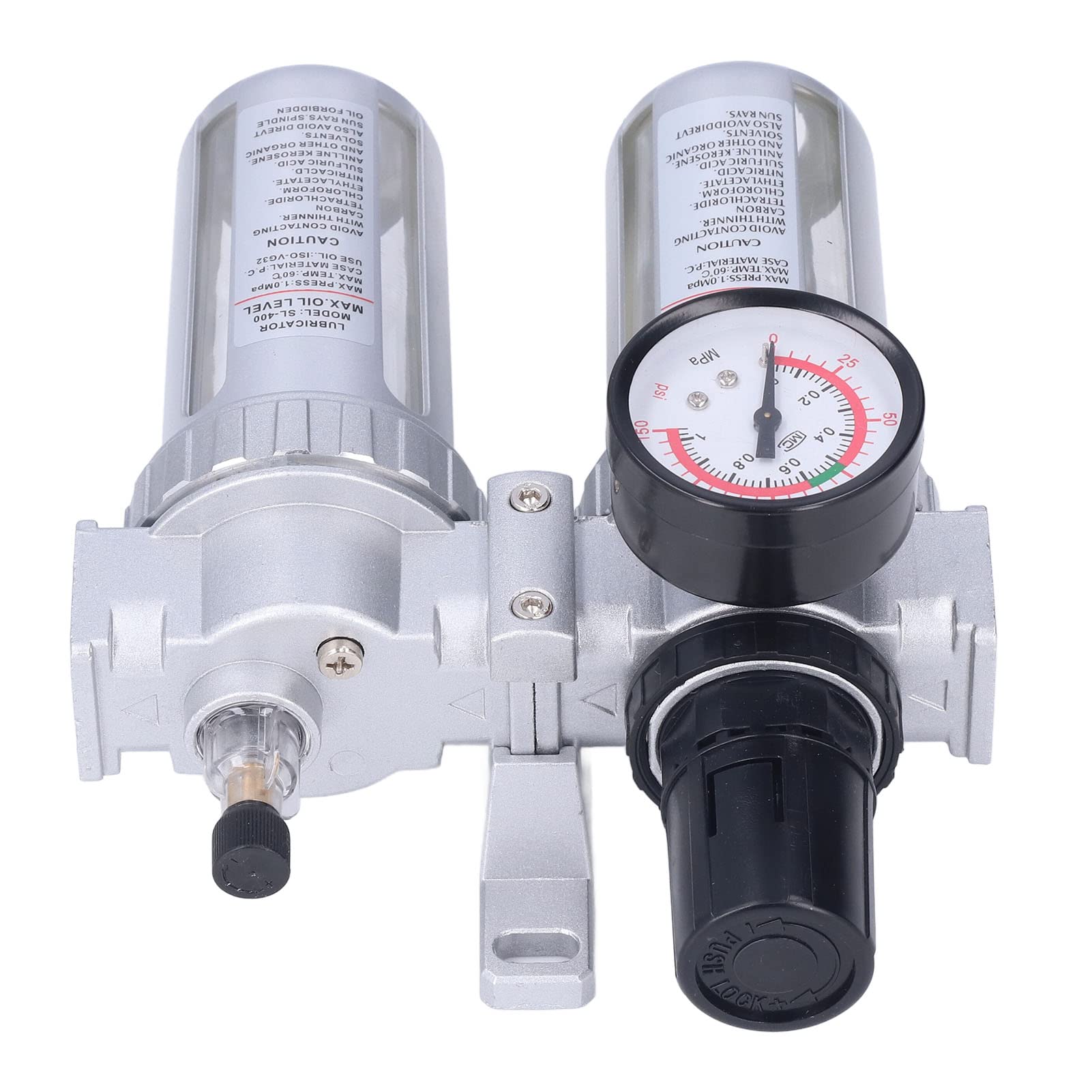 Filtro separador de agua y aceite con regulador para compresor de aire de 1/2 pulgada, con manómetro; precisión de filtración de 4 μm; carcasa de aleación de aluminio para