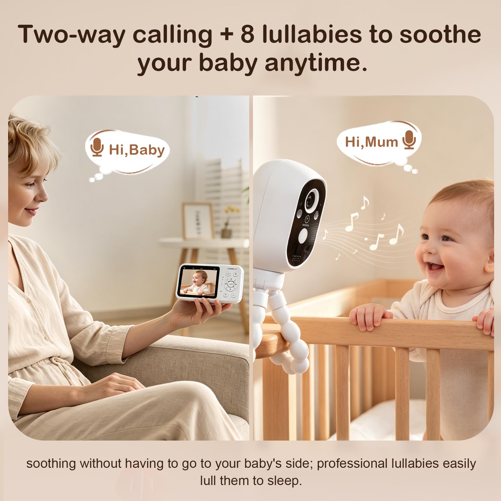 TimeFlys Moniteur vidéo pour bébé, deux unités rechargeables, utilisation en extérieur pour le camping, utilisation de caméra de voiture, appareil photo, batterie de 40 heures, vision nocturne, audio