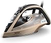 Tefal Ultimate Pure Steam Iron, 3100W, 300g/min Steam Boost, 350ml Water Tank, 2.5m Cord, Non-Stick Durilium Airglide Soleplate, Micro-Calc Filter, Anti Scale, Anti Drip, Black and Bronze FV9854G0