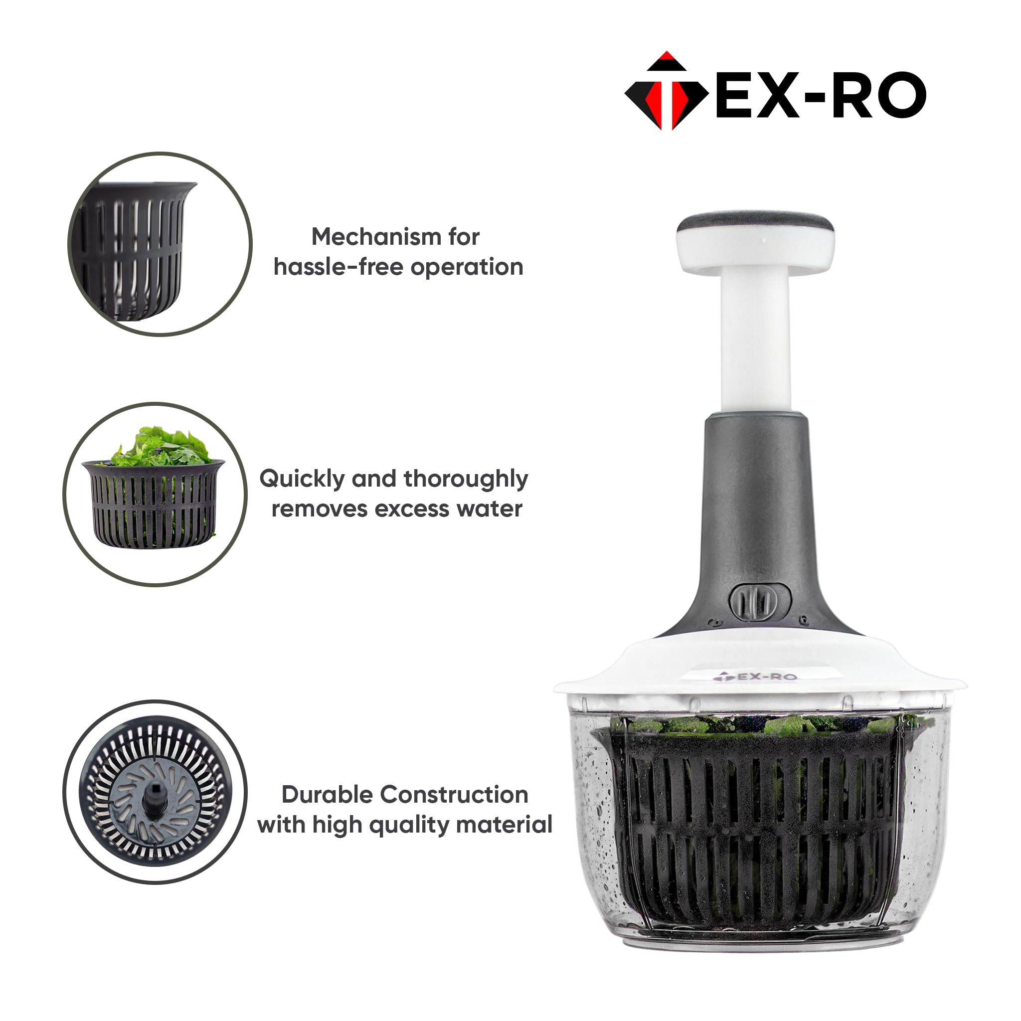 TEX-RO Push Chopper for Kitchen Use | Vegetable Cutter & Onion Chopper | Vegetable Chopper for Kitchen (1600 Ml, Plastic)
