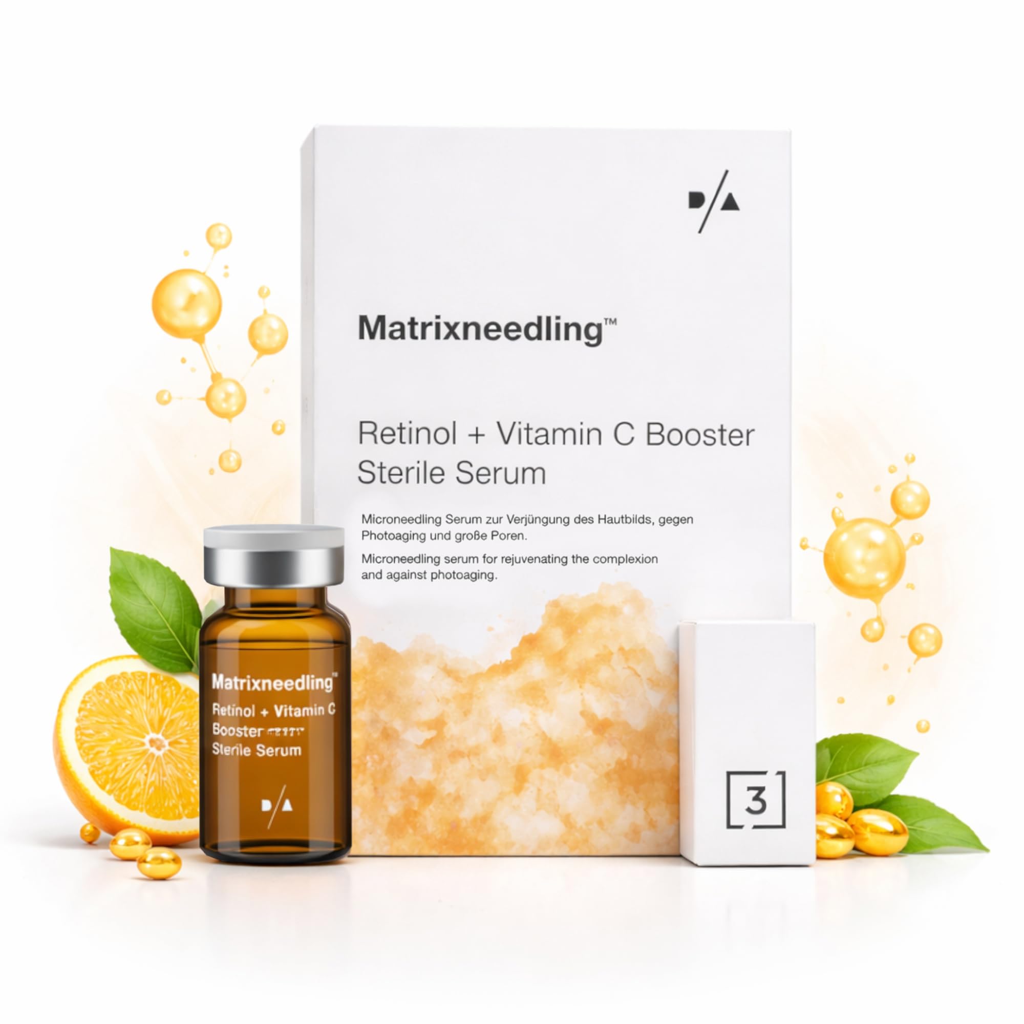 Matrixneedling™ Retinol Vitamin C Serum 10 ml – Hochdosiertes Retinol Serum & Vitamin C Booster – Steriles Microneedling Serum für Dermapen & Dermaroller – Anti Falten Serum, Collagen Booster