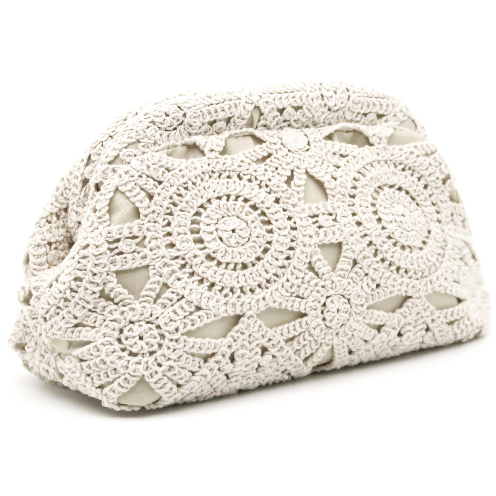 Crbeqabe Summer Clutch Purses for Women Cloud Dumpling Pouch Woven Clutch Crochet Beach Bag Evening Handbag