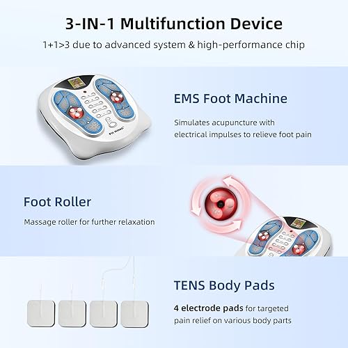 Miniatura 7 de FIT KING Alivio del dolor de neuropatía para masajeador de pies, masajeador de pies EMS para neuropatía con almohadillas TENS, estimulador de
