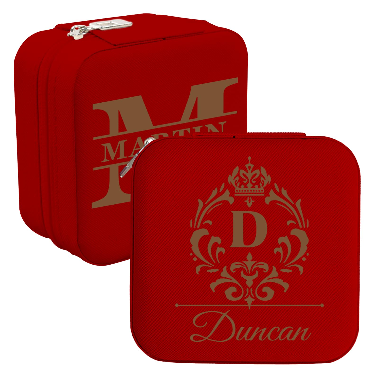 Personalised Engraved Travel Jewellery Box with Name and Initials for Women - Personalised Small Jewellery Case Organiser for Birthday, Wedding, Christmas, Bridesmaid, and Daughter Gifts.