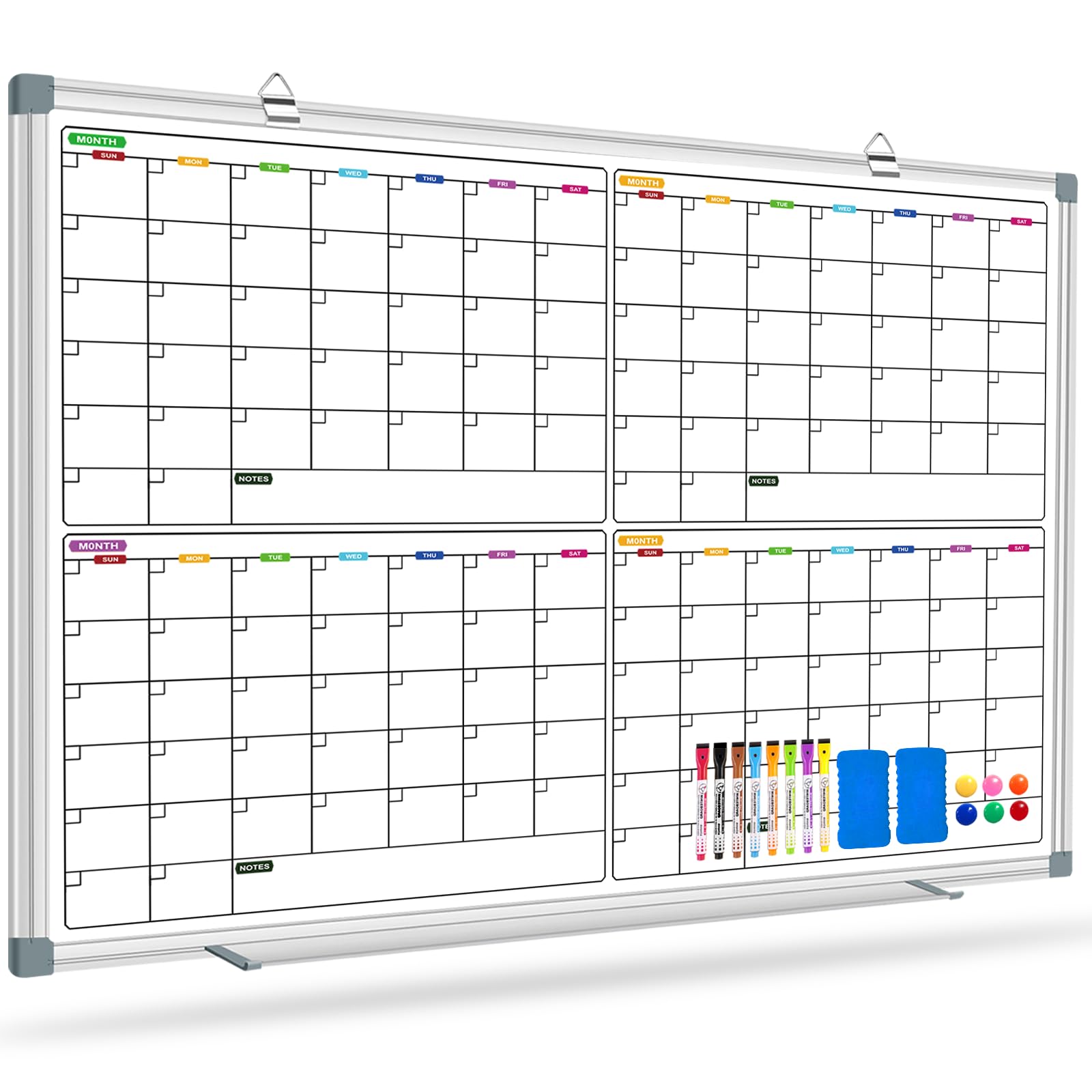 CALENBO Magnetic Calendar Whiteboard for Wall, 4 Month White Board Calendar Dry Erase Board 48" x 36", Wall Mounted Board Planner for Office, School,