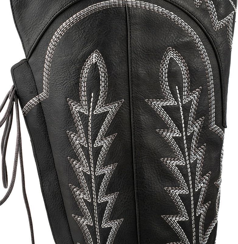 Atuelang Cowboy Boots for Women Knee High Cowgirl Boots Wide Calf Western Embroidered Lace Up Fashion Boot