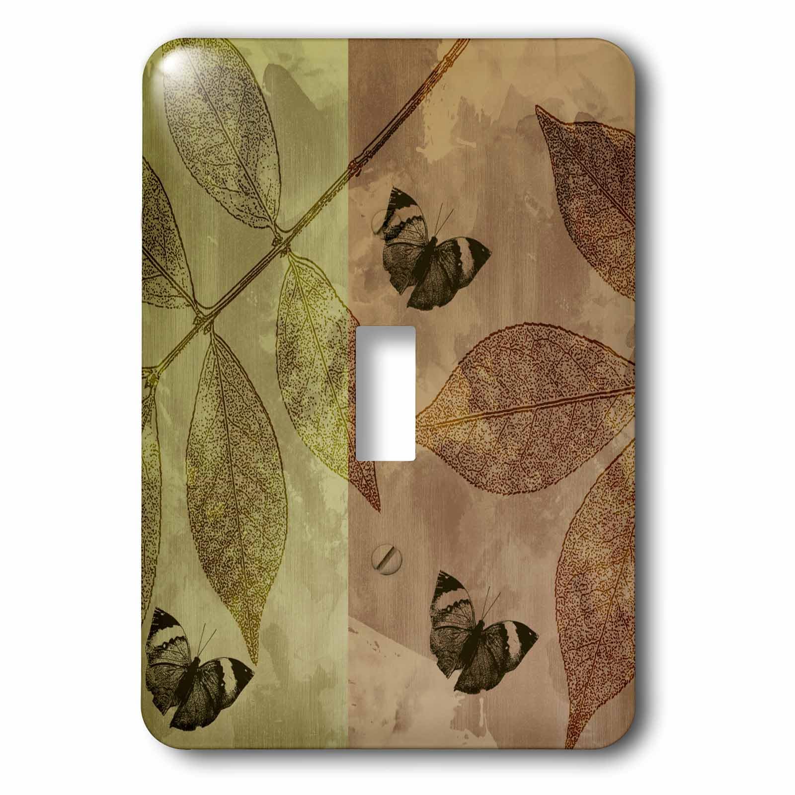 Interrupteur à bascule simple doré et marron à motif papillons multicolores 3dRose lsp_99243_1
