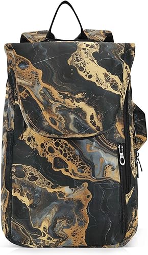 Bolsa deportiva de tenis para mujer, grande, resistente, mármol negro y dorado, figura sin costuras, 2 raquetas, bolsa de cubierta de raqueta de