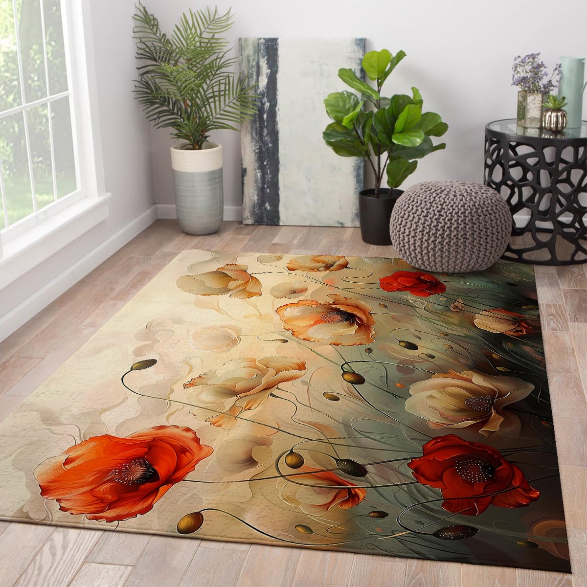 Tapis chambre à coucher floral doux pour dortoir et déco enfant 60x120