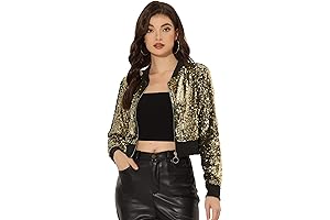 Women's Halloween Sequin Gold Bomber Jacket