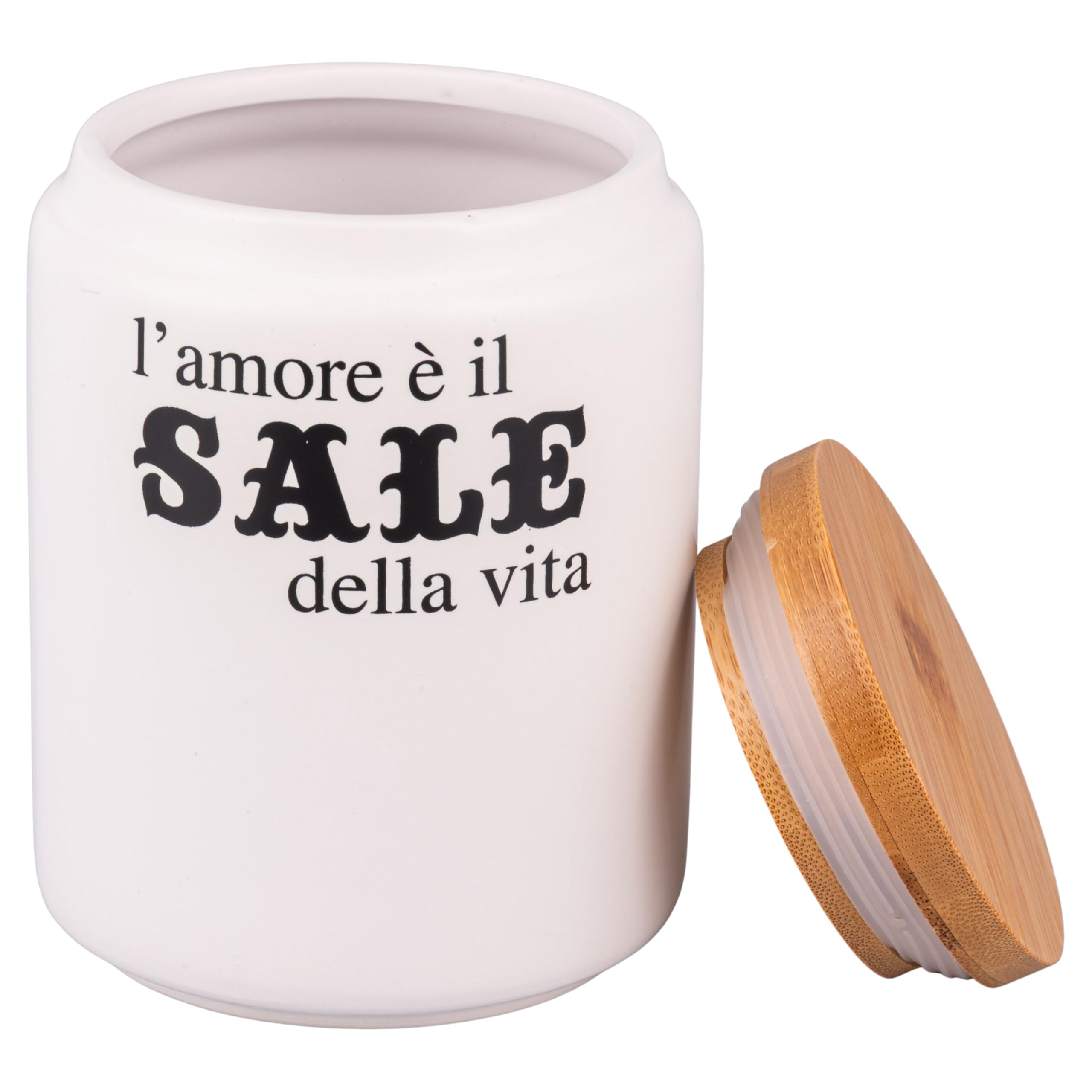 Set 3 barattoli sale, zucchero e caffè 900 ml in ceramica, coperchio in bambù, Idee