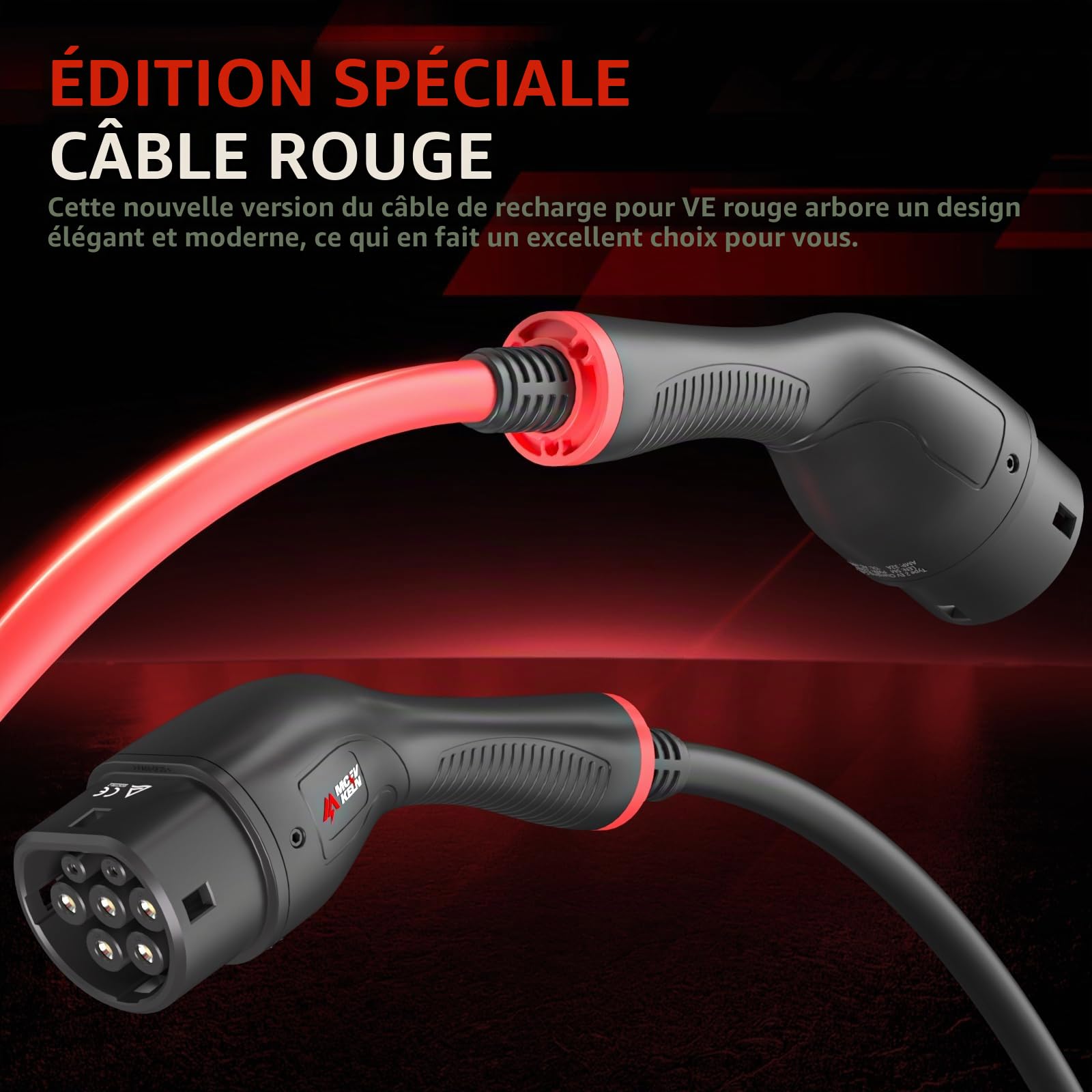 Câble de Recharge Type 2 – 22 KW 8 m, Mode 3, 32 A, Portable avec Pochette | Chargeur Triphasé pour VE & Hybrides, Compatible avec Les modèles Y/3/ID.4/IONIQ 5/EV6/Spring/5 E-Tech/e-208/500e