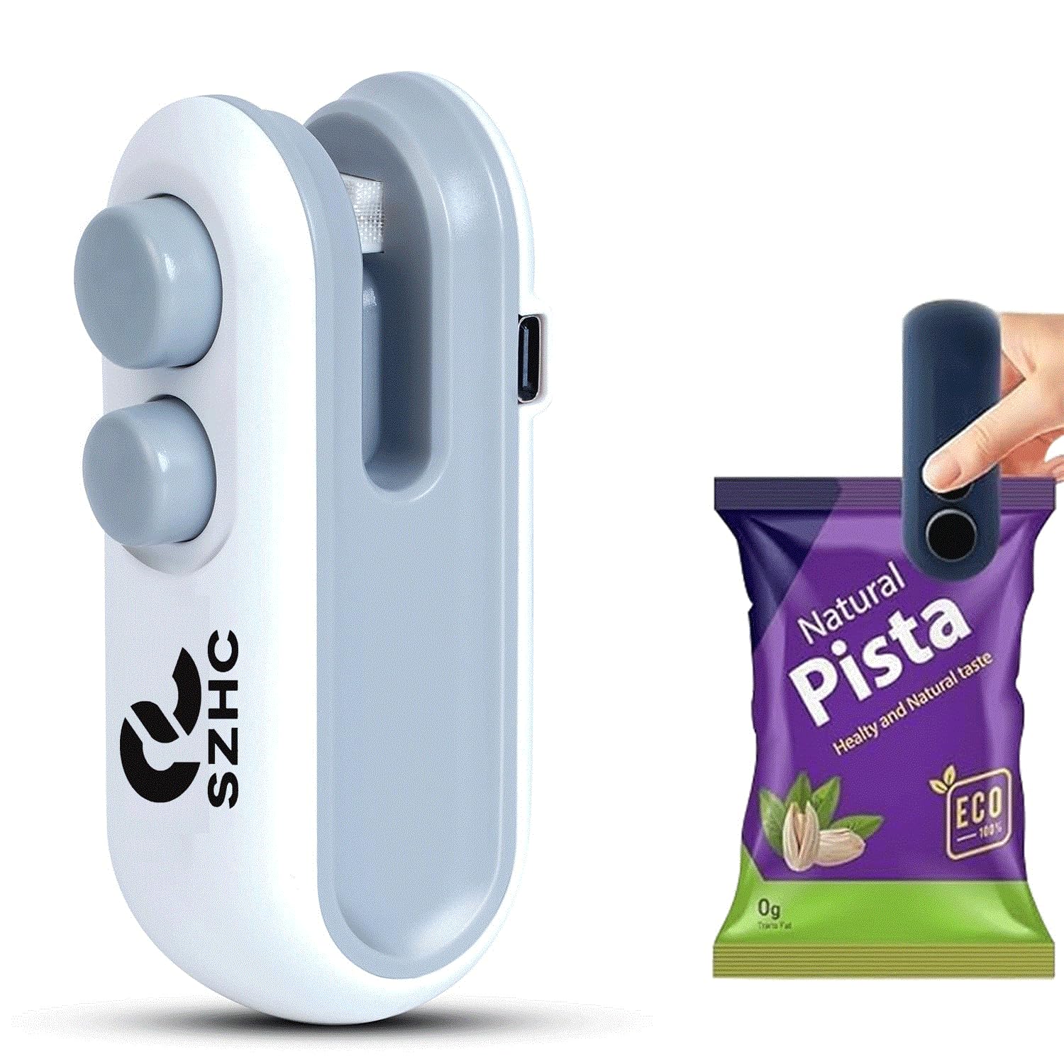 SZHC ortable Mini Sealing Machine, Handheld 2-in-1 Heat Sealer and Cutter, Rechargeable Battery, Food Storage Bag Sealer for Snacks, Chips, Fresh Storage, Plastic Bags - No Preheating Needed - WHITE-image-25