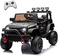 OKYBABY 24V Kids Ride On Jeep Car 400W Dual Motors, Parental Remote, Bluetooth MP3 LED Lights, 4-Wheel Suspension Black