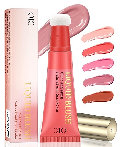 Miniatura 8 de POPMISOLER Rubor líquido para mejillas, varita de rubor mate natural con aplicador de cojín, barra de rubor suave de larga duración para mejillas y