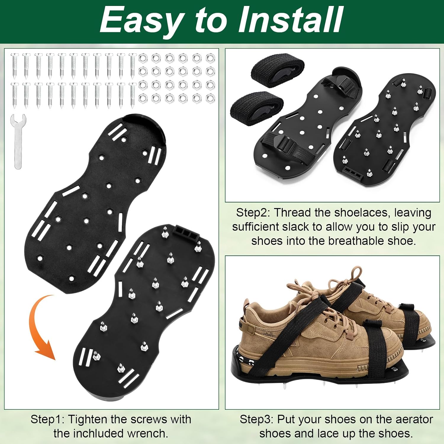 10 Pair Epoxy Floor Spiked Shoes with 3/4 Inch Short Spike Concrete Spiked Universal Size 7-12 Epoxy Concrete Floor Shoes for Flooring Garage Cement Ground Garden Lawn, Black