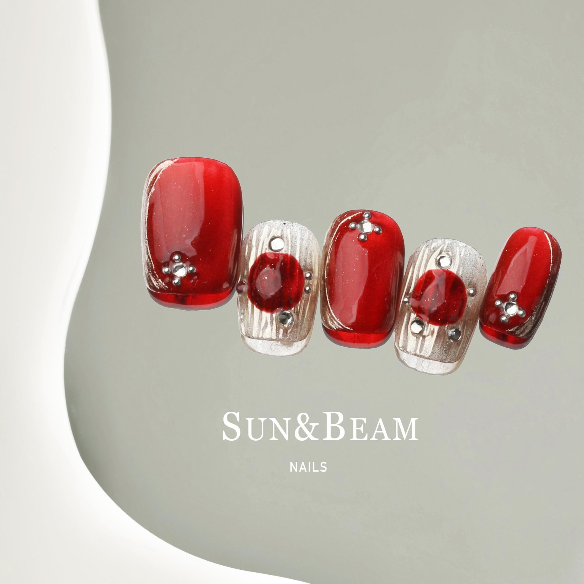 Sun&Beam Nails Handmade Press On Nail Long Coffin Ballerina Pink Flower Acrylic Fake Tip 3D Design Art Charms Cute with Storage Box 10 Pcs (S) — view 54