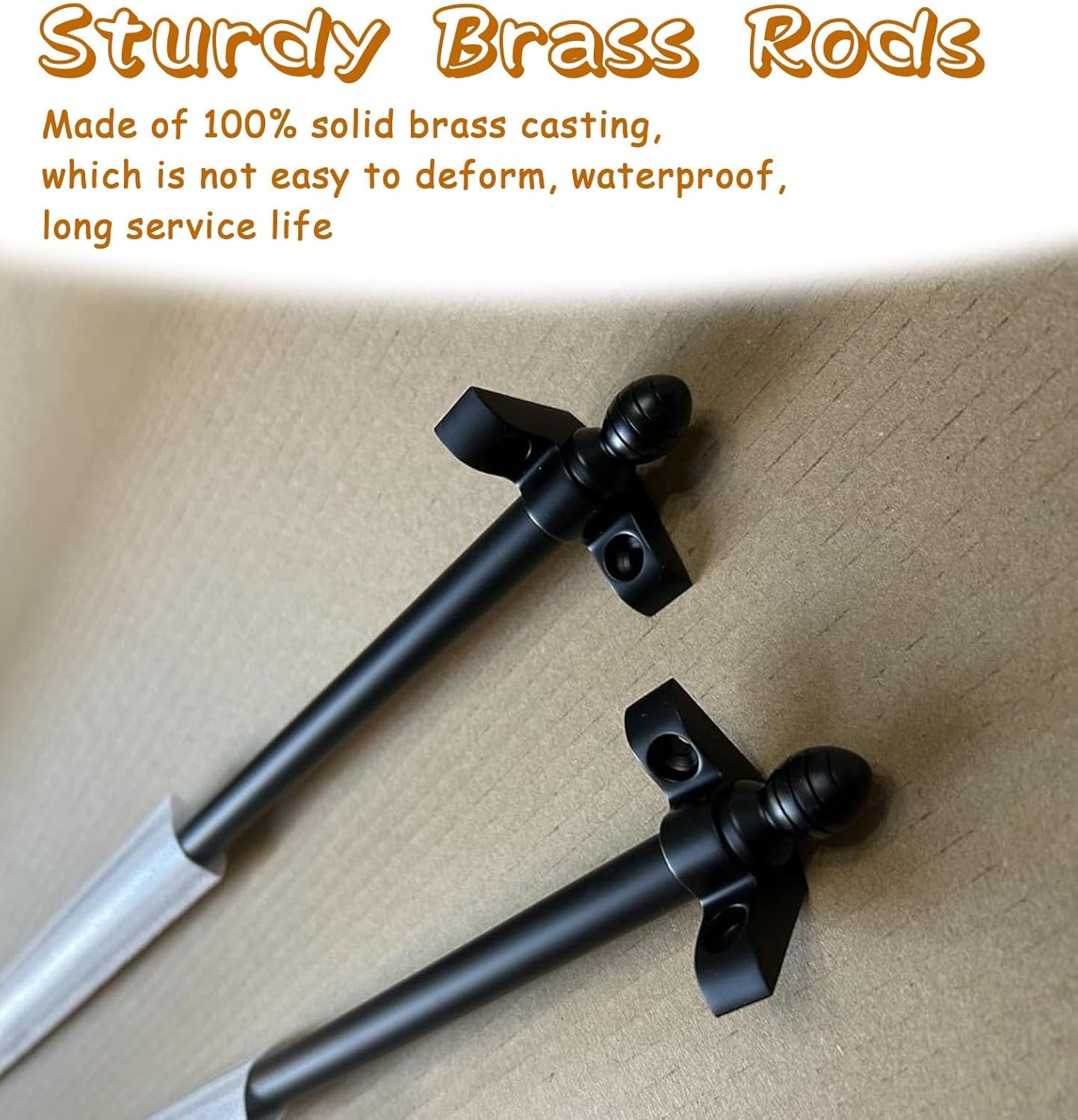 Black Stair Rods for Carpet Runners - Brass Tubular Bars 27.5in, Adjustable for 20-39 Inch Stairs, Includes Safety Clips for Secure Decorative Finish (1pc)