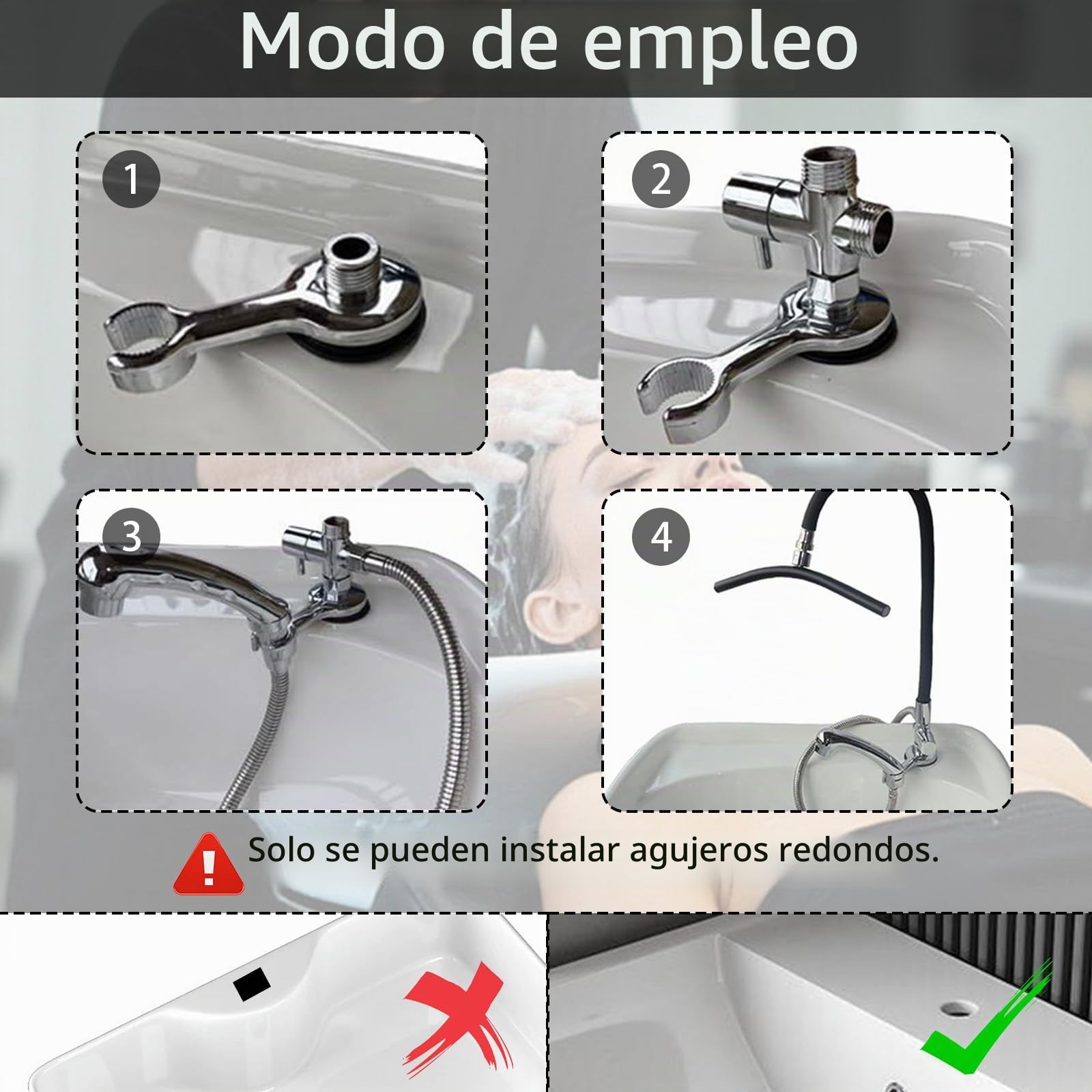 Estante De CirculacióN De Agua Para Terapia Spa Interfaz Redonda De Masaje Para Lavado De Cabello Ducha De Cascada Flexible Accesorio Para Champú Para SalóN De Belleza En Casa