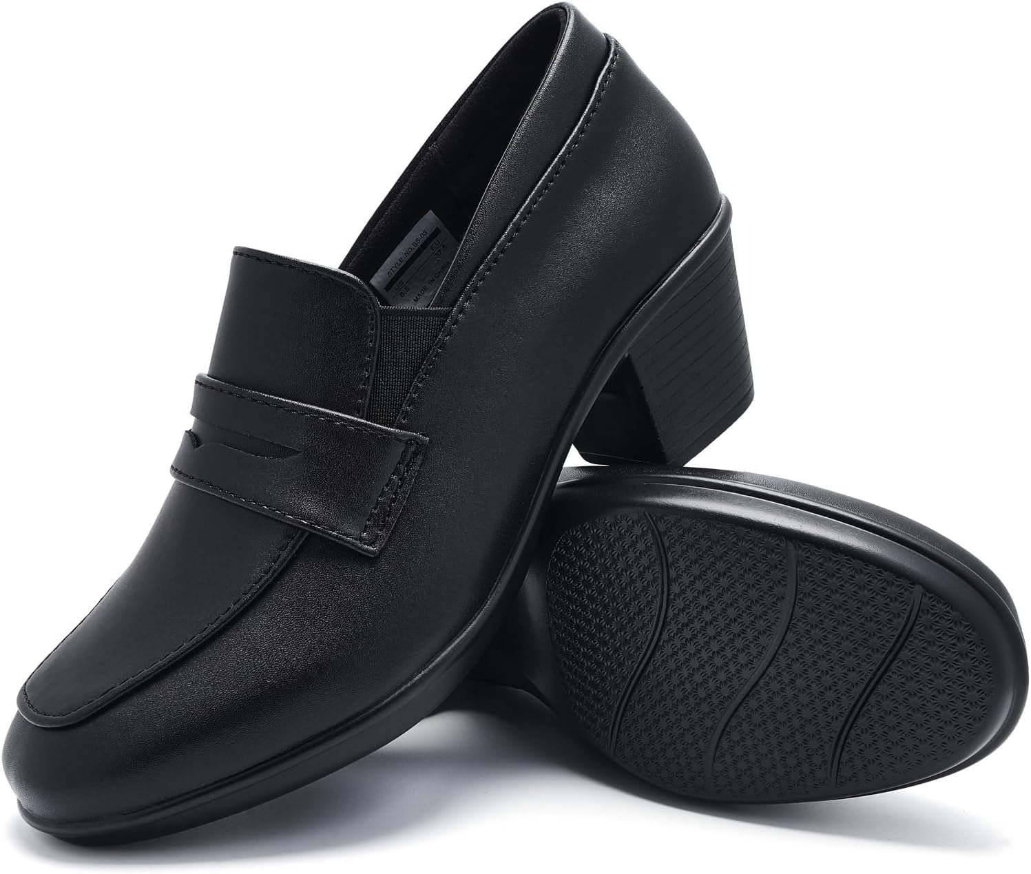 Women's 2026 Low Heeled Loafers - Comfortable Leather Slip-On Pumps with Chunky Block for Work, Casual and Office Business