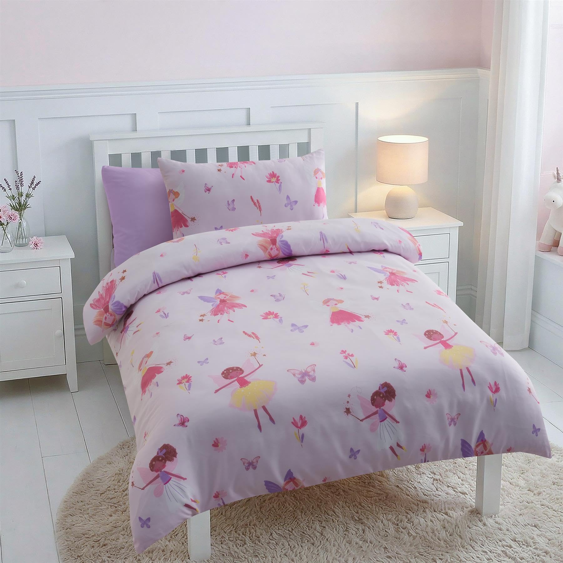 Adore Home Cot Bed Duvet Cover Set Pink Fairy Toddler Bedding & Pillowcase