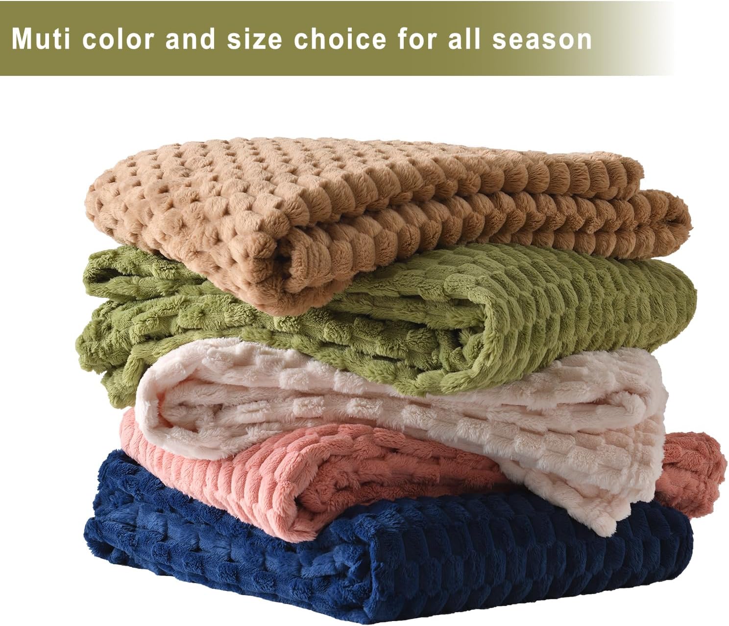 PLEASANT BOULEVARD Fleece Throw Blanket for Couch with 3D Turtle Shell Jacquard Soft Blanket, Fuzzy Blanket for All Seasons 50x60 Inches, SAGEGREEN - Image 8