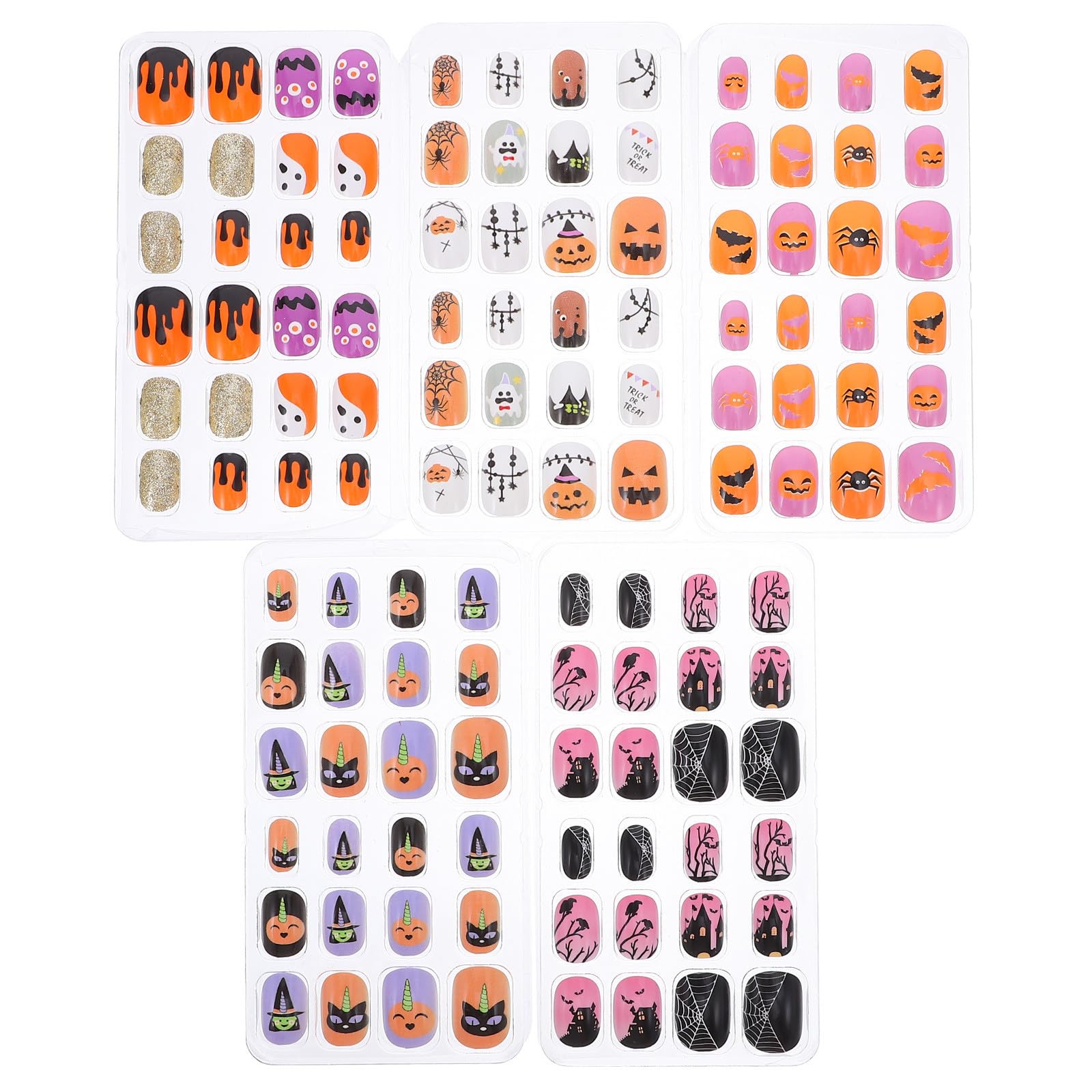 SOLUSTRE 720 Pezzi Unghie Finte per Halloween in Abs, Facili da Applicare Stile Press On, Design Adorabile e Copertura Completa per Festa e Manicure Stili multipli