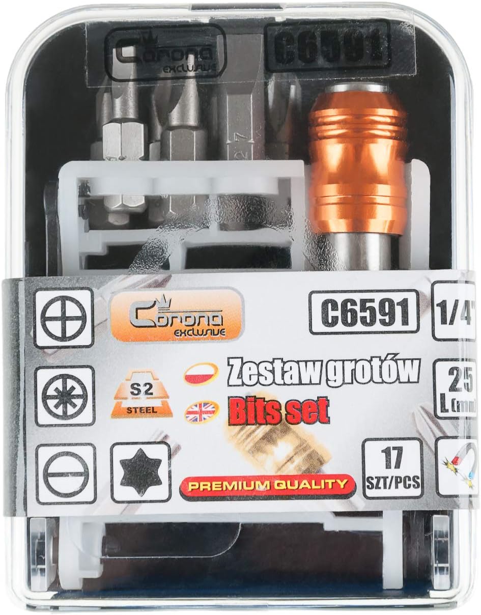 Professional Heavy Duty Impact Screwdriver 1/4" Bit Set of 17 S2