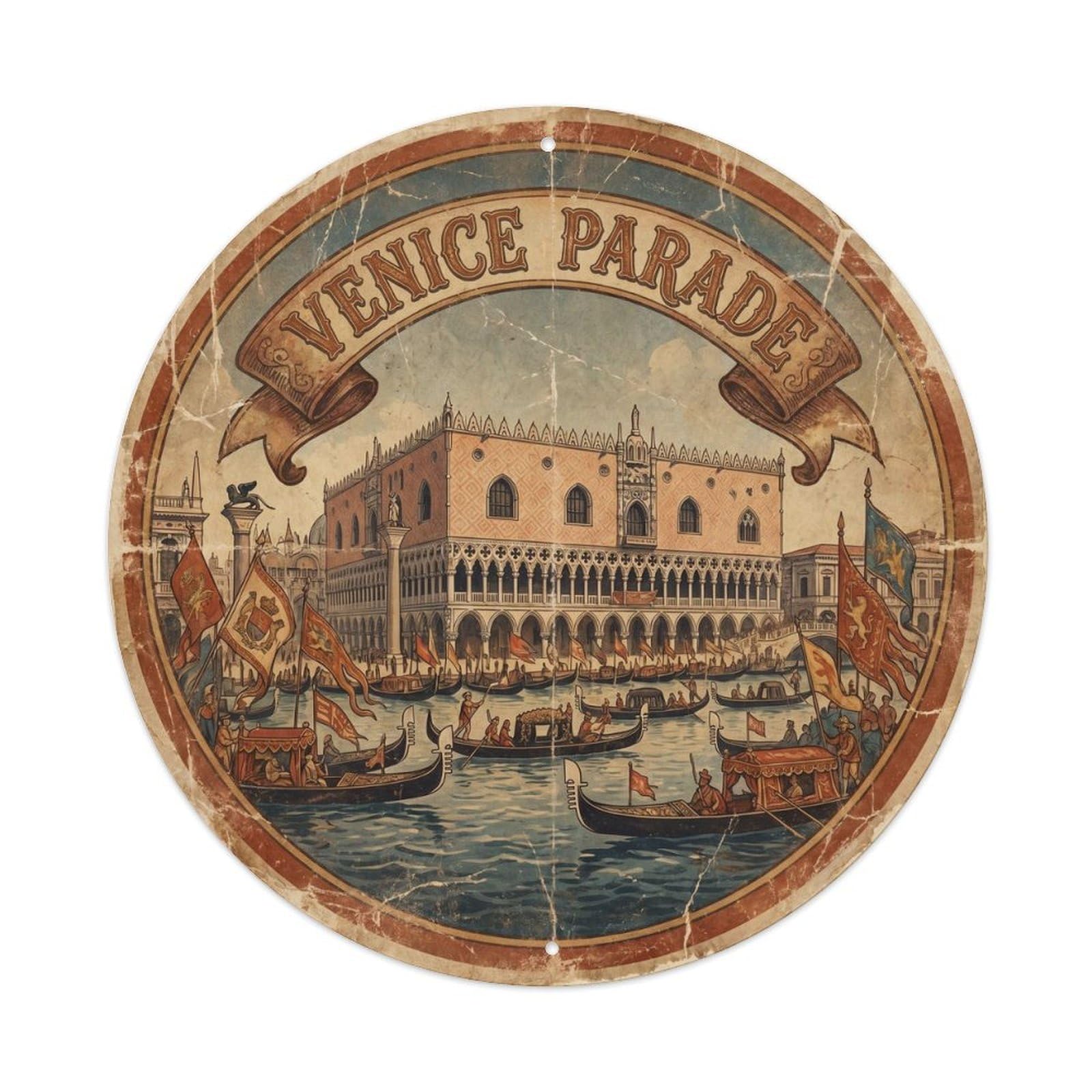 Vintage Travel Italian Palace Adventure Metal Tin Sign Plaque