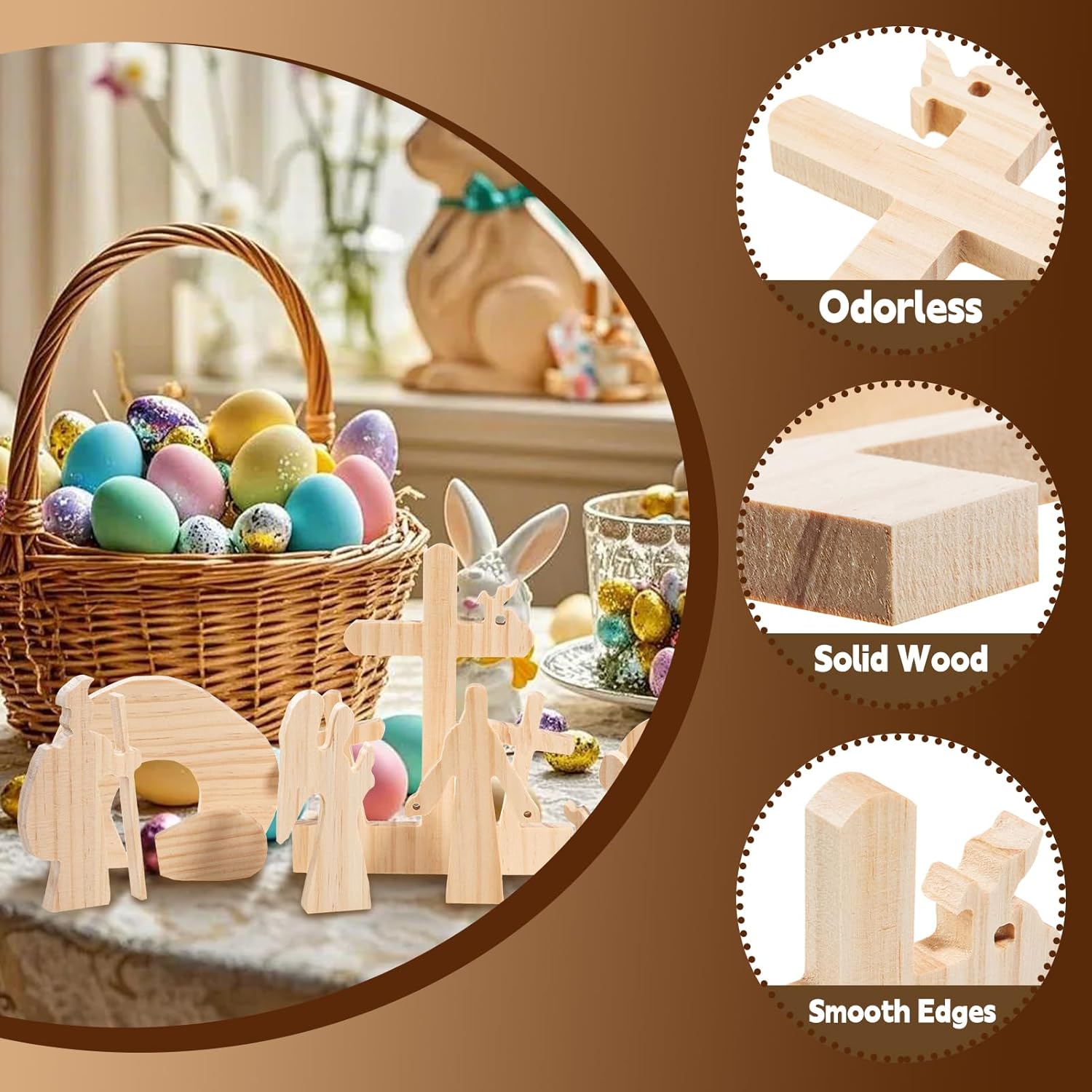 Empty Tomb Easter Scene and Cross Decorations, Wooden Easter Resurrection Scene Set Jesus Tomb He Has Risen Easter Party Table Decor Nativity Tabletop Scenes Easter Home Decor Religious Easter Gift
