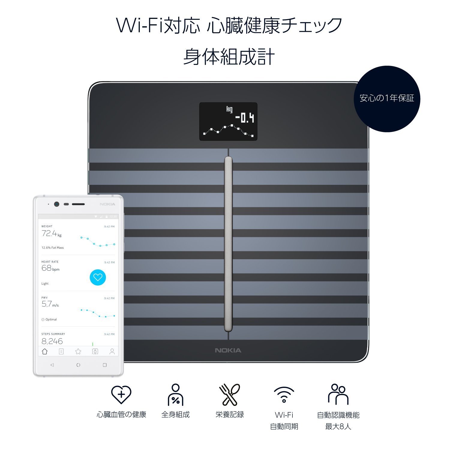 Amazon.co.jp: Nokia スマート体重計 Body Cardio ブラック Wi-Fi