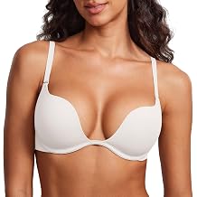 DOBREVA Womens Plunge T-Shirt Bra Deep V Padded