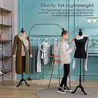 Vista 6 de Bonnlo Maniquí de costura, apto para clavar alfileres, para vestido de mujer, con base de trípode de madera.