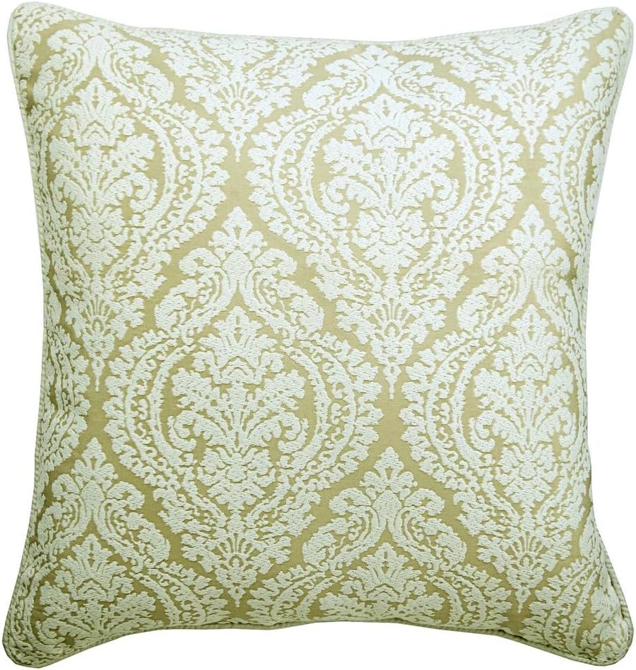 The HomeCentric Euro Sham Pillow, Ivory European Shams 26x26 inch (65x65 cm) Jacquard Euro Pillowcases, Damask, Victorian Euro Size Pillowcases Easter - Glow Ivory Damask