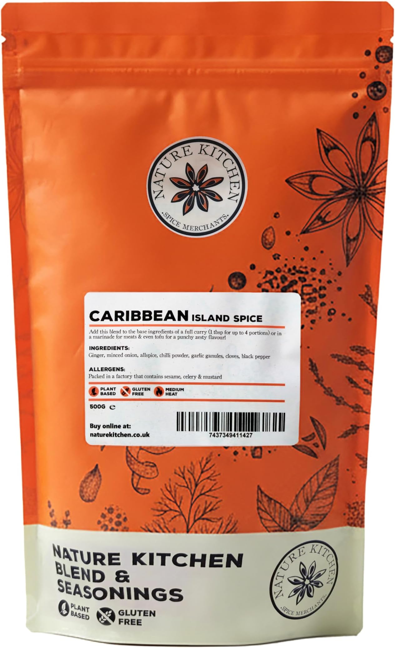 Nature Kitchen Premium Spices, Herbs & Seasonings – Hand-Blended, Pure Ingredients, Gluten Free & Vegan (CARIBBEAN ISLAND Spice 500g)