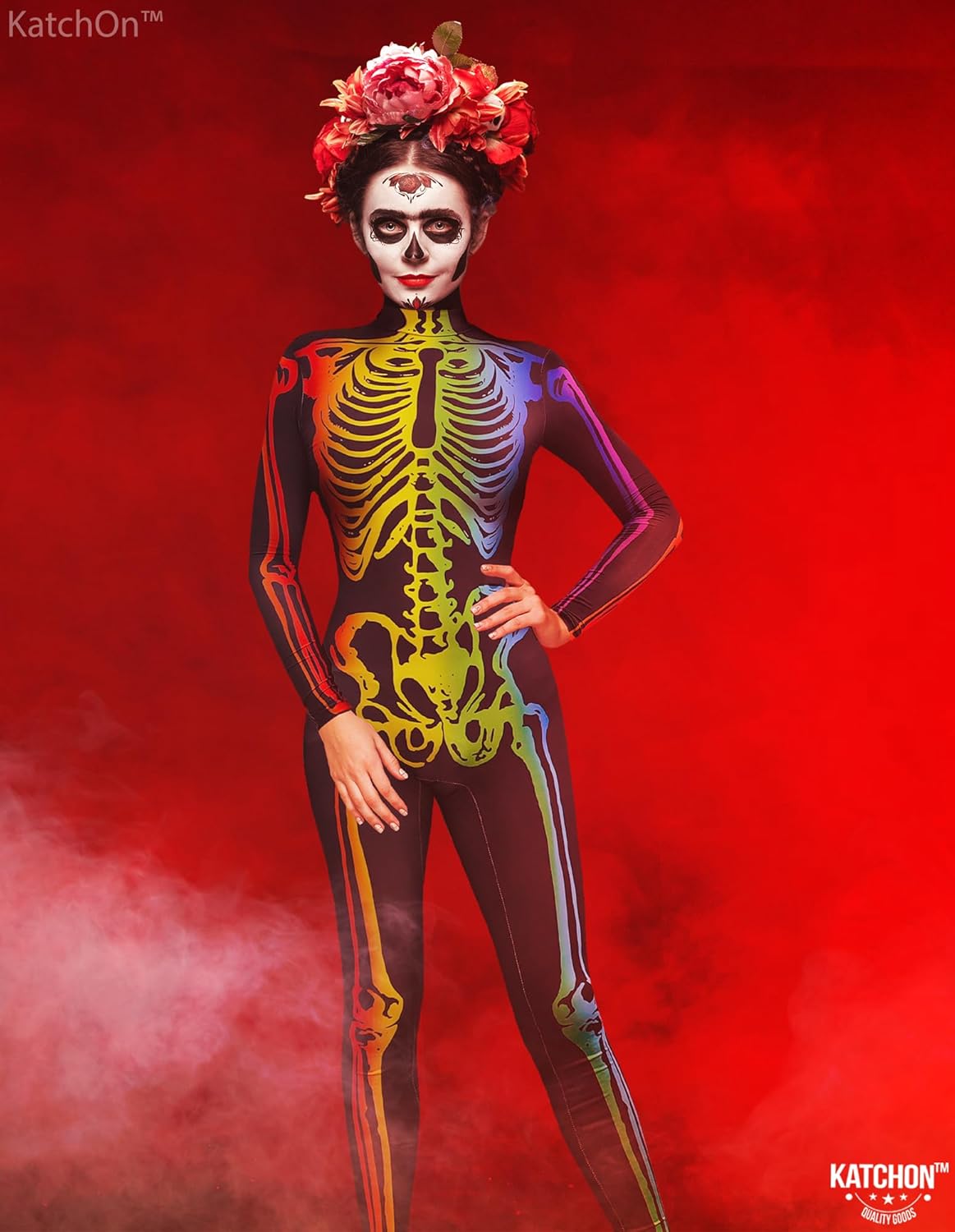 KatchOn Multicolor Skeleton Bodysuit - Women's Halloween Costume