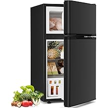 Antarctic Star Compact Refrigerator with Freezer,2 Door Mini Fridge,Adjustable Shelf,Small Fridge for Bedroom Office Dorm Kitchen,3.2 Cu.Ft.BLACK
