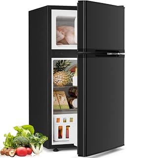 Antarctic Star Compact Refrigerator with Freezer,2 Door Mini Fridge,Adjustable Shelf,Small Fridge for Bedroom Office Dorm Kitchen,3.2 Cu.Ft.BLACK - Amazon product rated Grade A