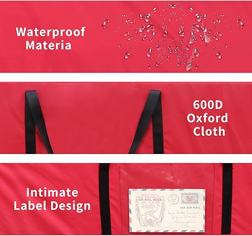 Miniatura 3 de Bolsa de almacenamiento impermeable para árbol de Navidad, se adapta a árboles artificiales de hasta 10 pies de alto, 68 x 20 x 30 pulgadas,